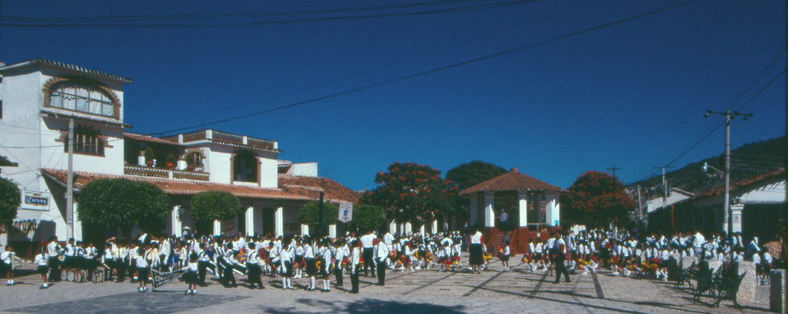 A panorama of the town square