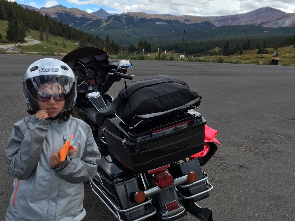 Snack break in cold Frisco, CO