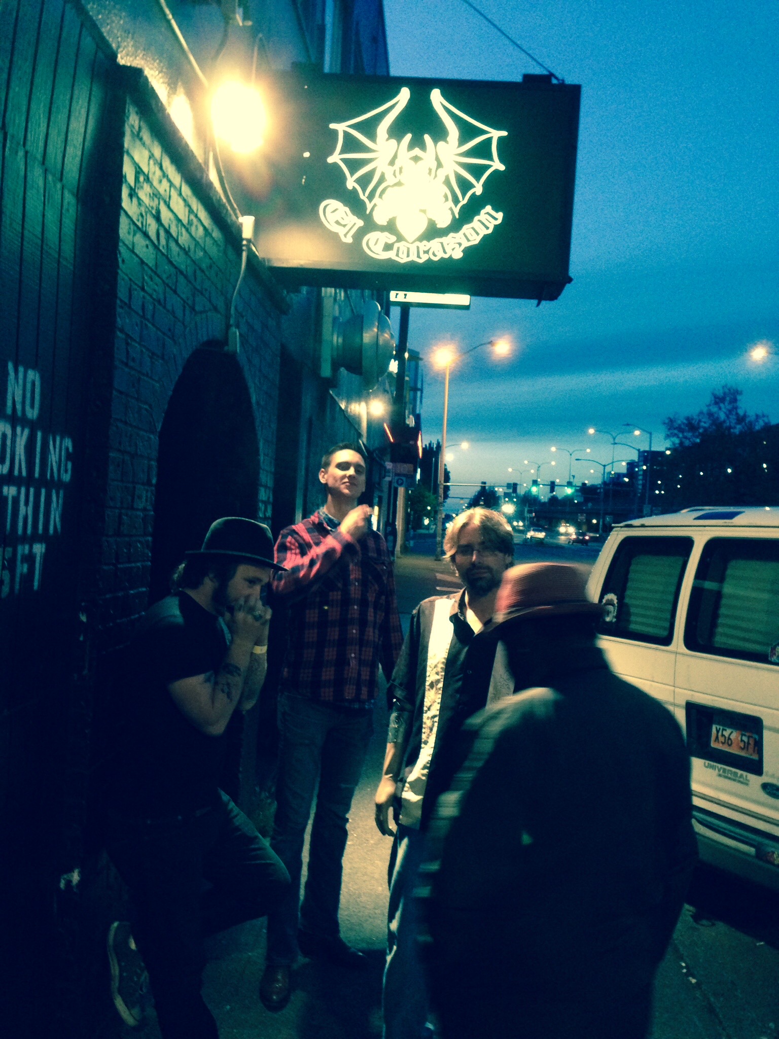 Waiting for the gig to start.